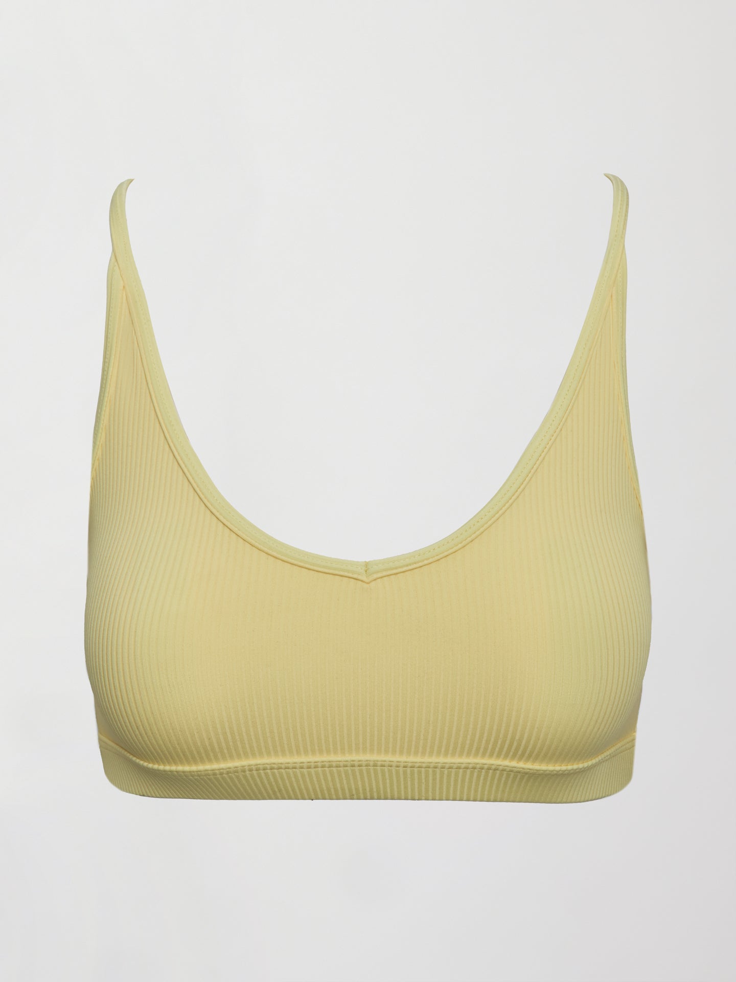 Carbon38 V-Neck Cross Back Bralette in Ribbed Melt - Banana