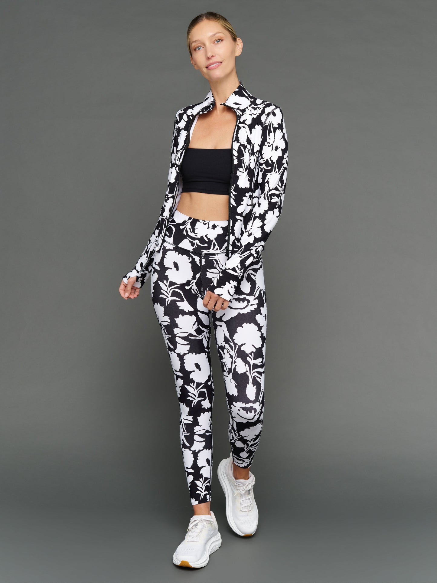 Carbon38 Floral Full Zip Active Jacket in Melt - Floral Print