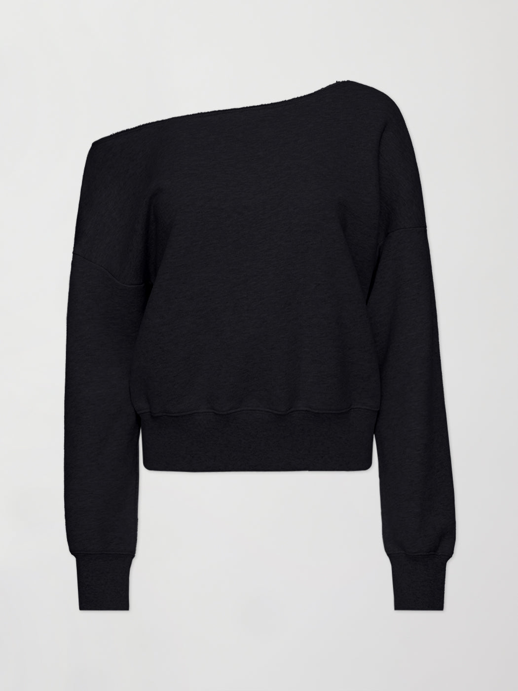 Carbon38 Off Shoulder Sweatshirt in French Terry - BLACK