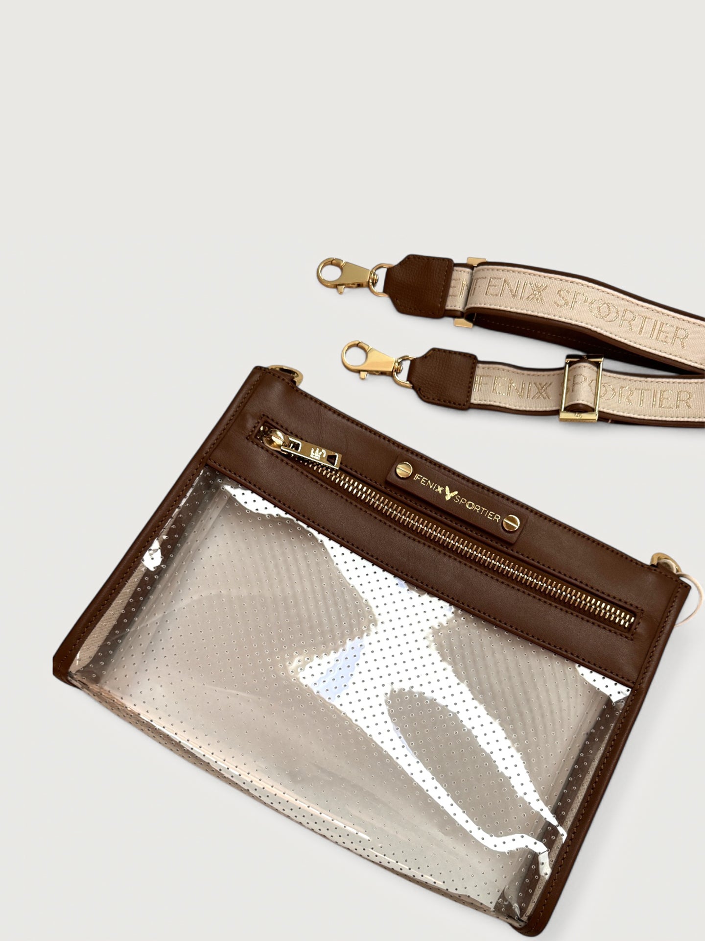 Carbon38 Front Row Bag - Tan Leather/Clear