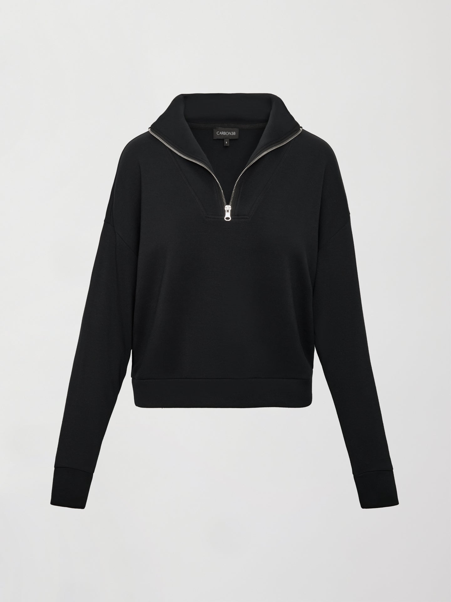 Carbon38 Half Zip Pullover in Interlock - Black