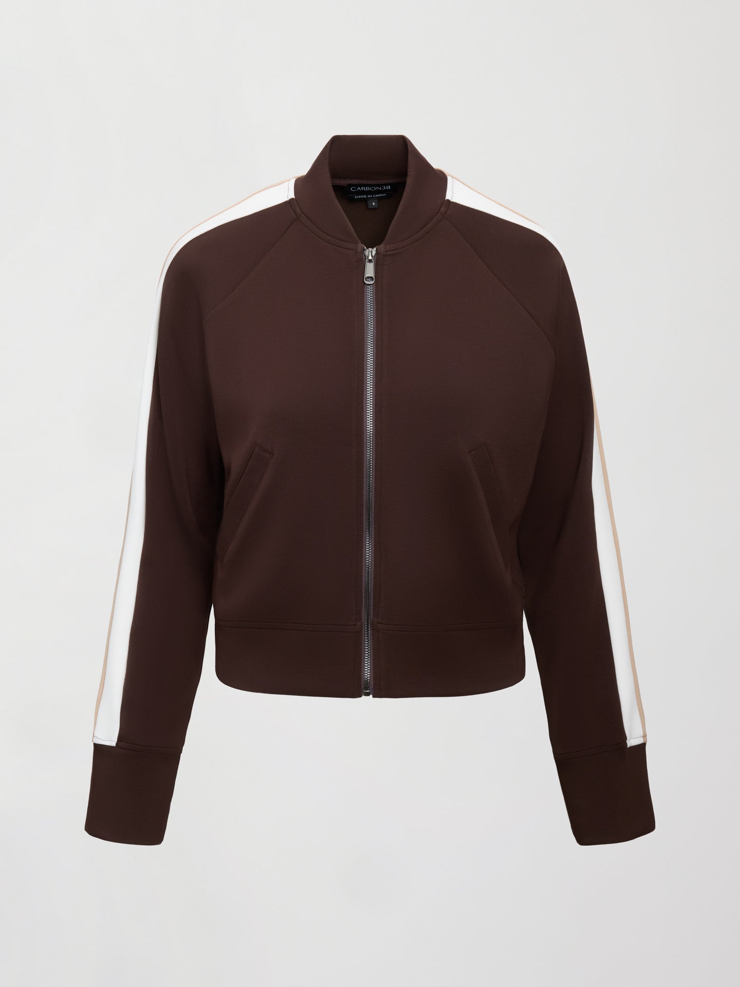 Carbon38 Bomber with Contrast Stripe in Scuba - Chocolate Torte