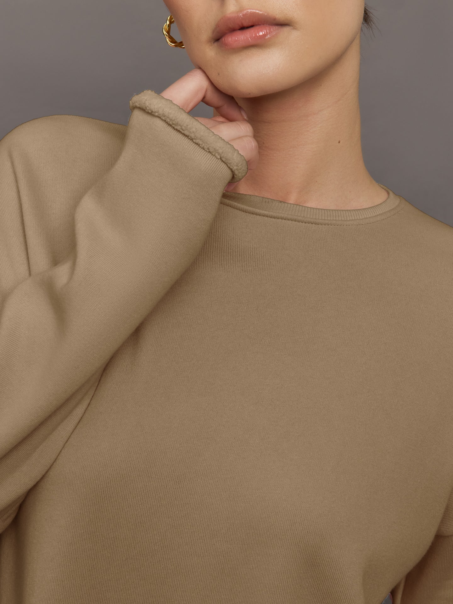 Carbon38 Crew Neck Sweatshirt in French Terry - Chinchilla