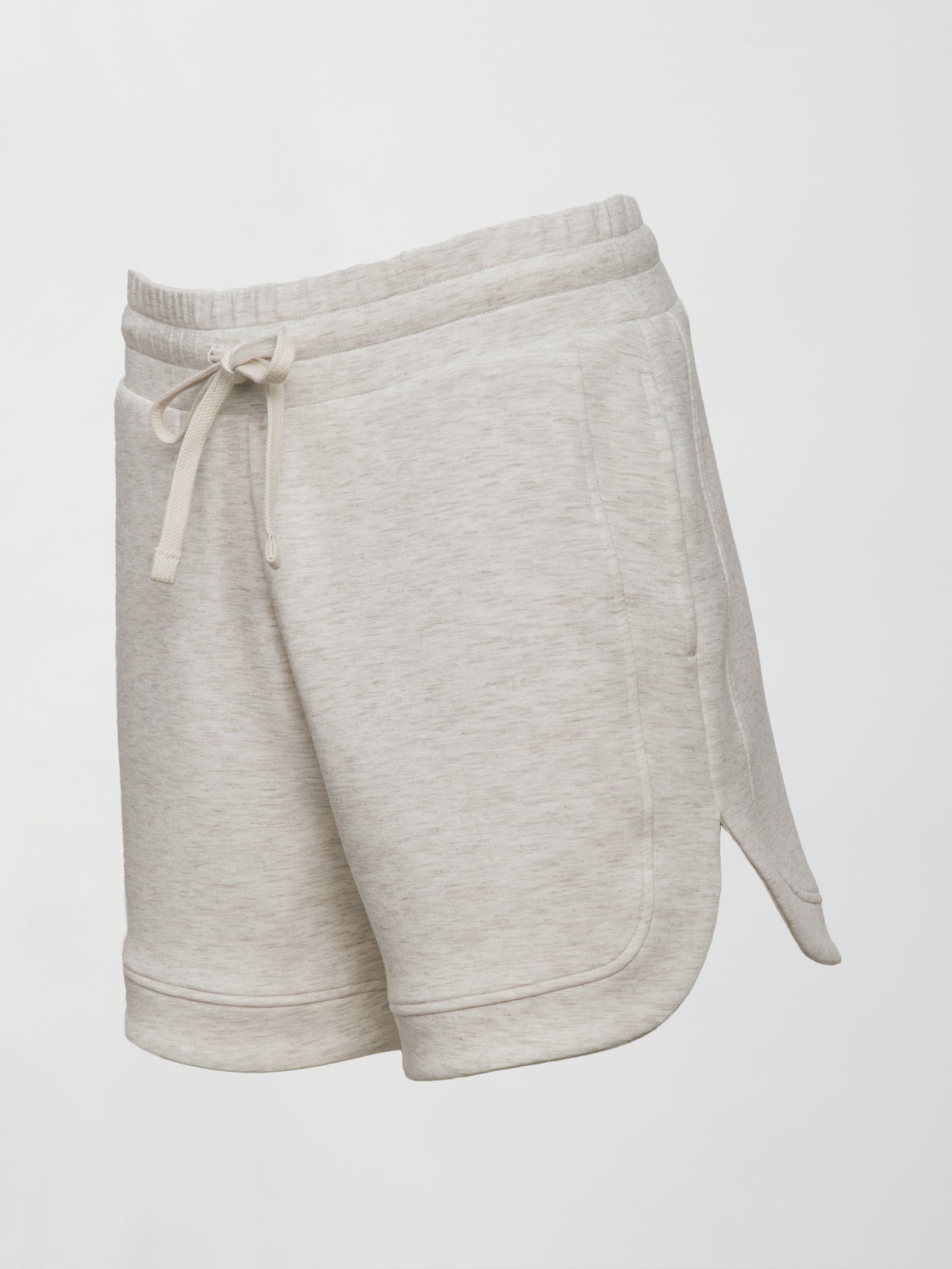 Carbon38 Curved Hem Short in Interlock - Moonbeam Heather