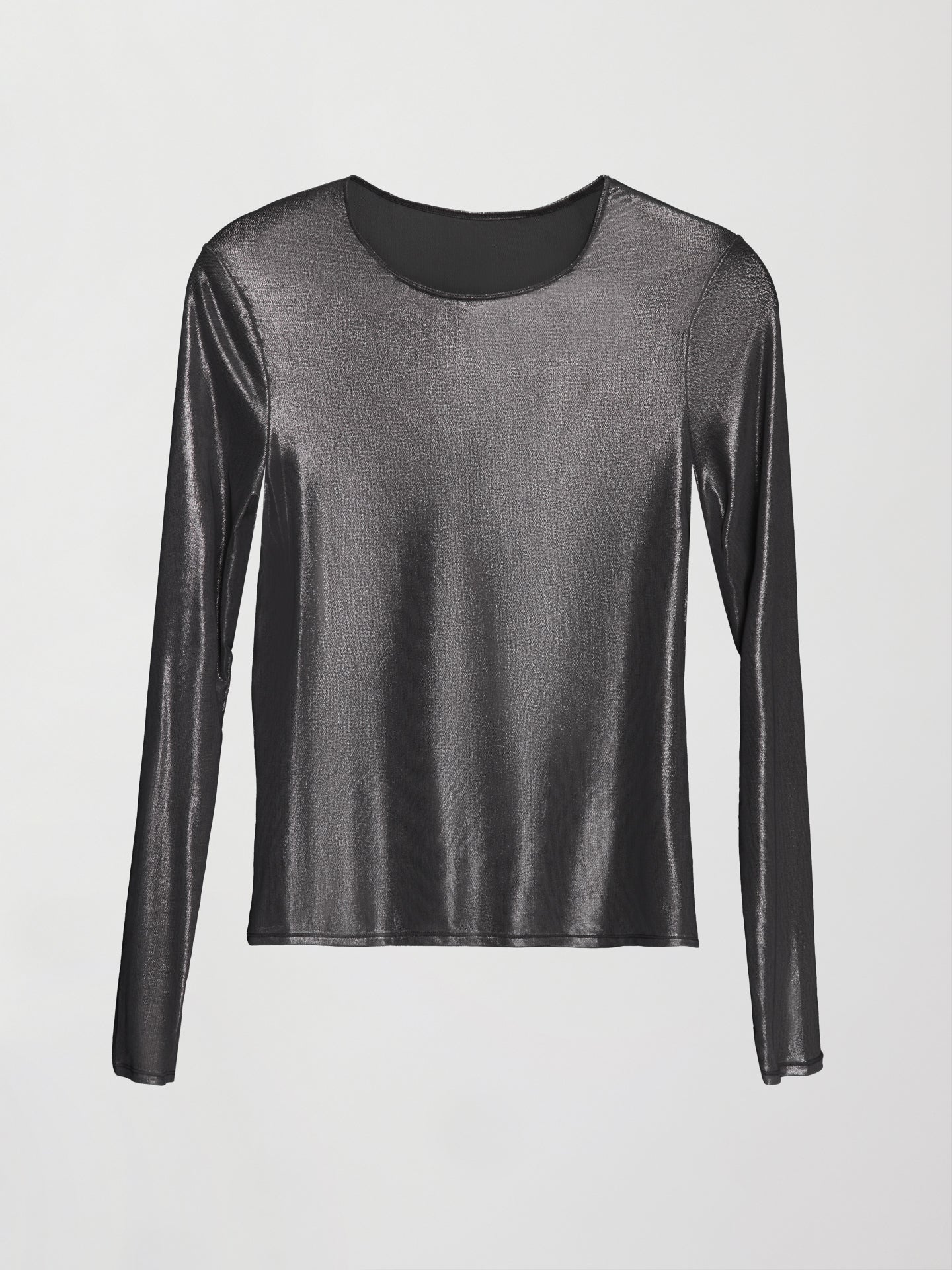 Carbon38 Silver Mesh Long Sleeve Top - Grey Mesh