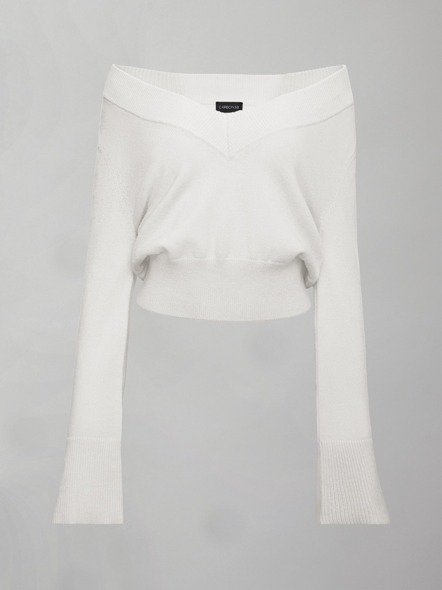 Carbon38 Bell Sleeve Off Shoulder Sweater - Cloud Dancer