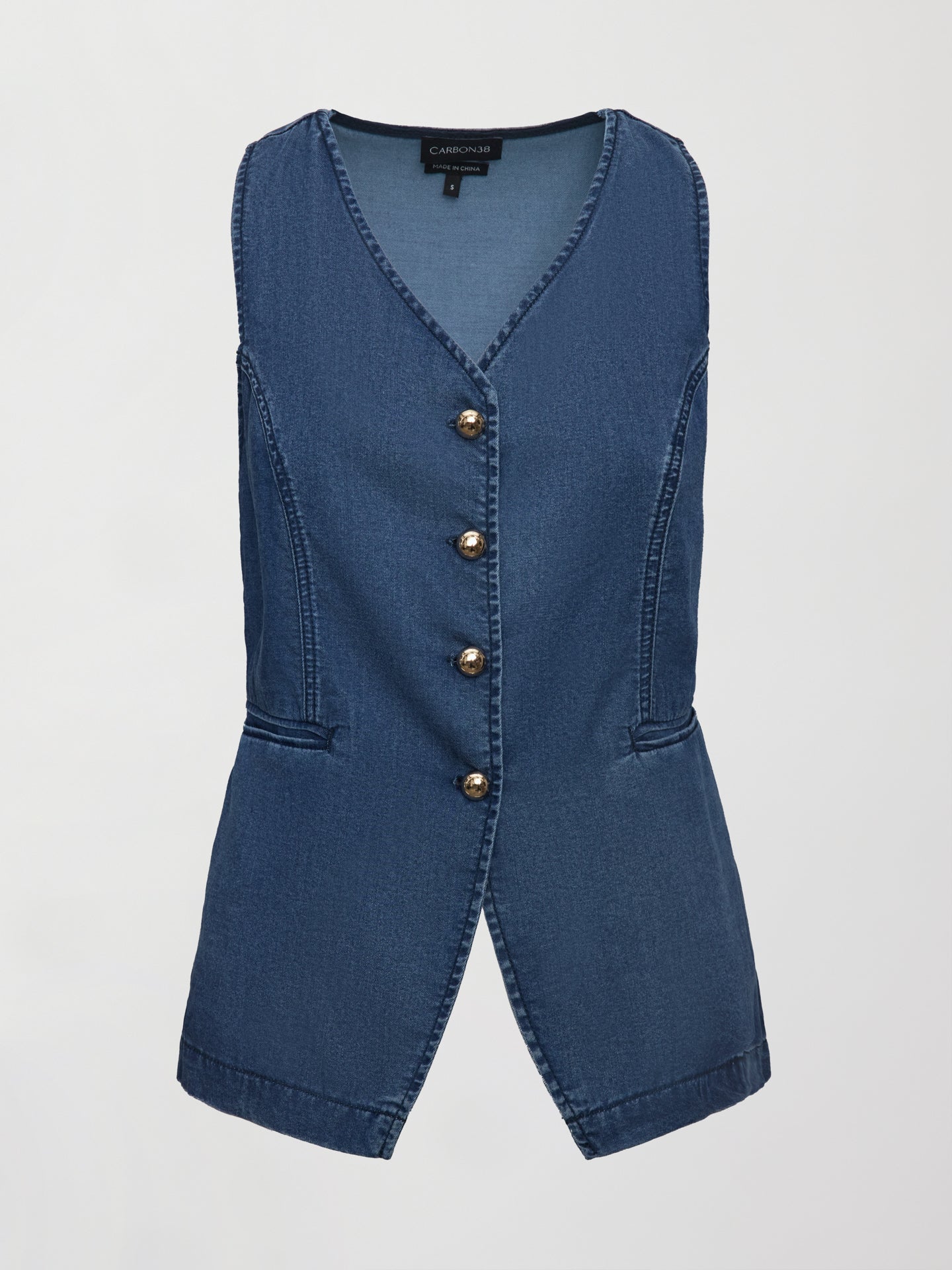 Carbon38 Chambray Vest - Medium Wash