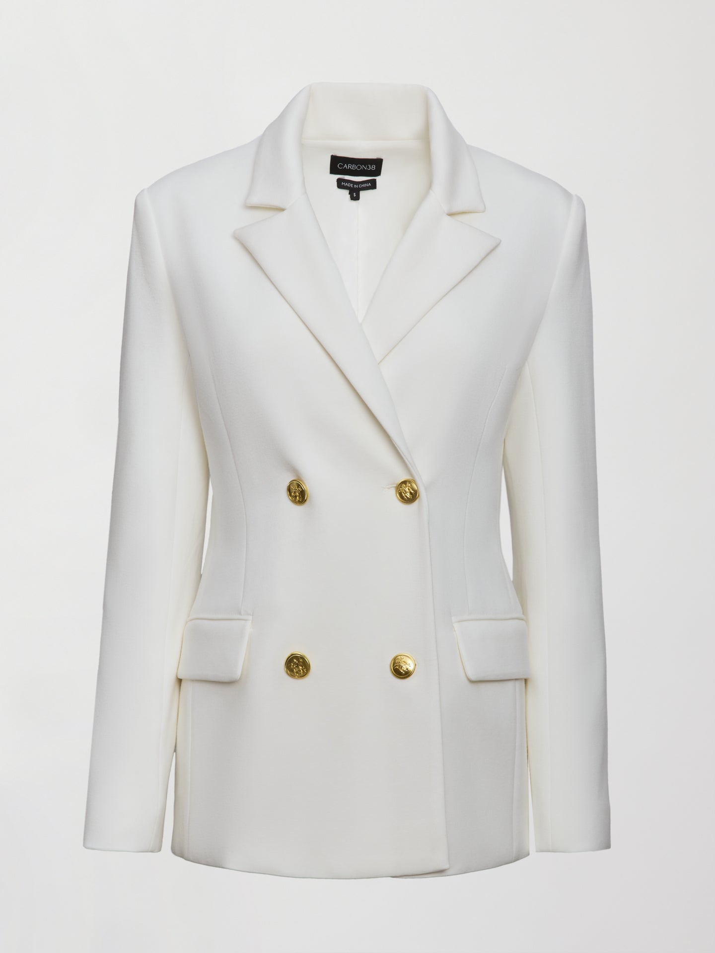 Carbon38 Double Breasted Blazer in Scuba - White