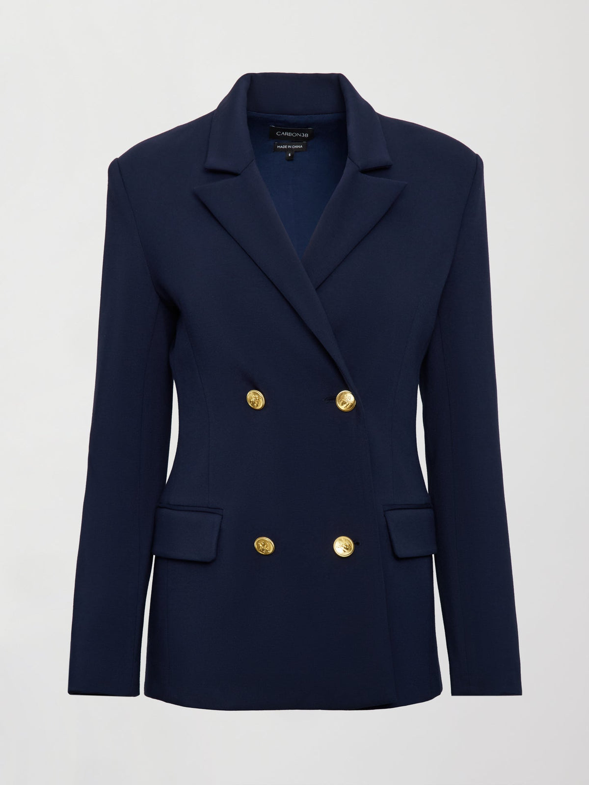 Carbon38 Double Breasted Blazer in Scuba - Navy