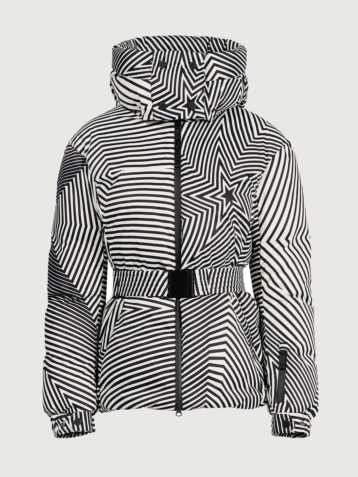 Carbon38 Candice Ski Parka - Warped Star Print Black/Snow White