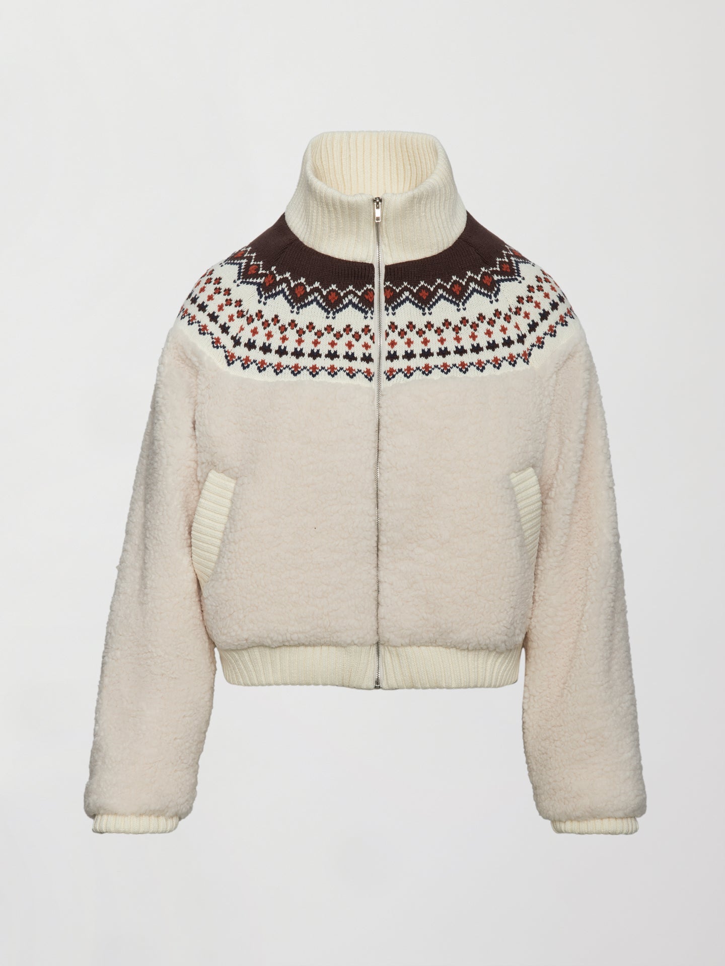 Carbon38 Fairisle Sherpa Jacket - Natural