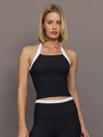 Carbon38 Colorblock Halter Tank in Melt - Black/White
