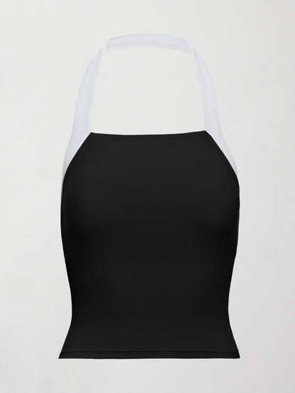 Carbon38 Colorblock Halter Tank in Melt - Black/White
