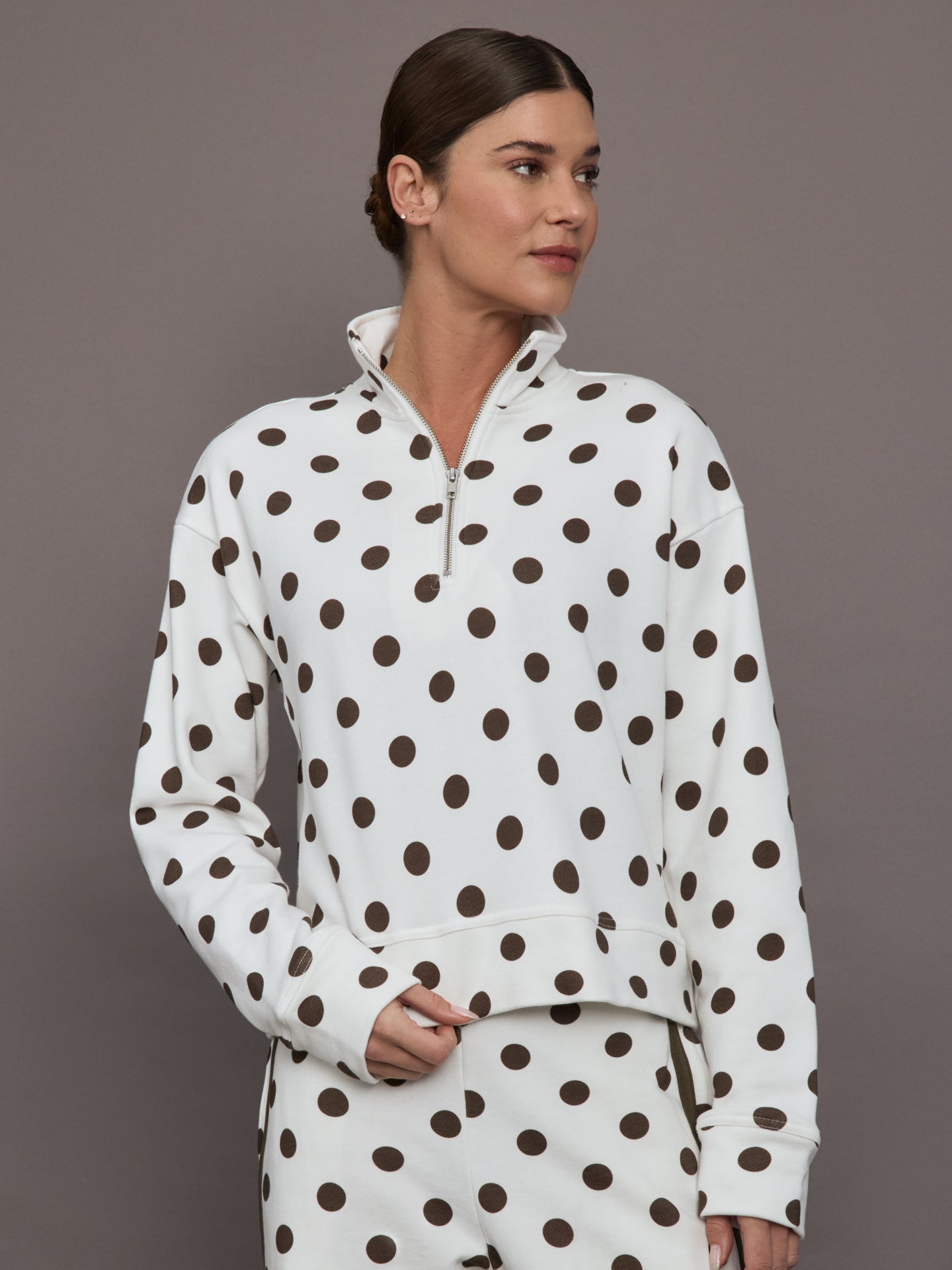 Carbon38 Polka Dot Half Zip - White/Carafe Polka Dot