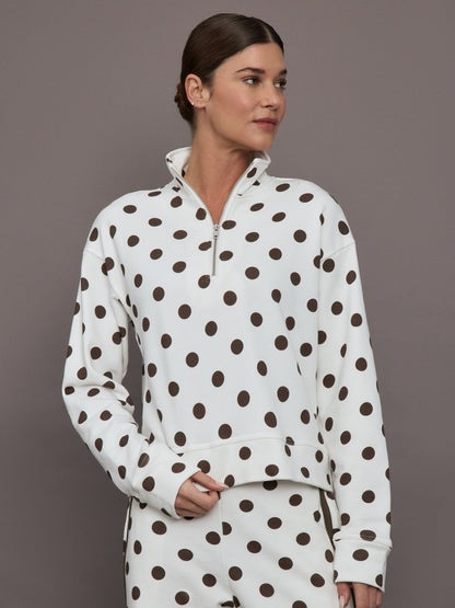 Carbon38 Polka Dot Half Zip - White/Carafe Polka Dot
