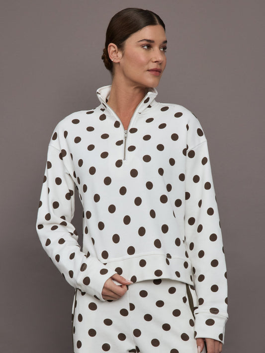 Carbon38 Polka Dot Half Zip - White/Carafe Polka Dot