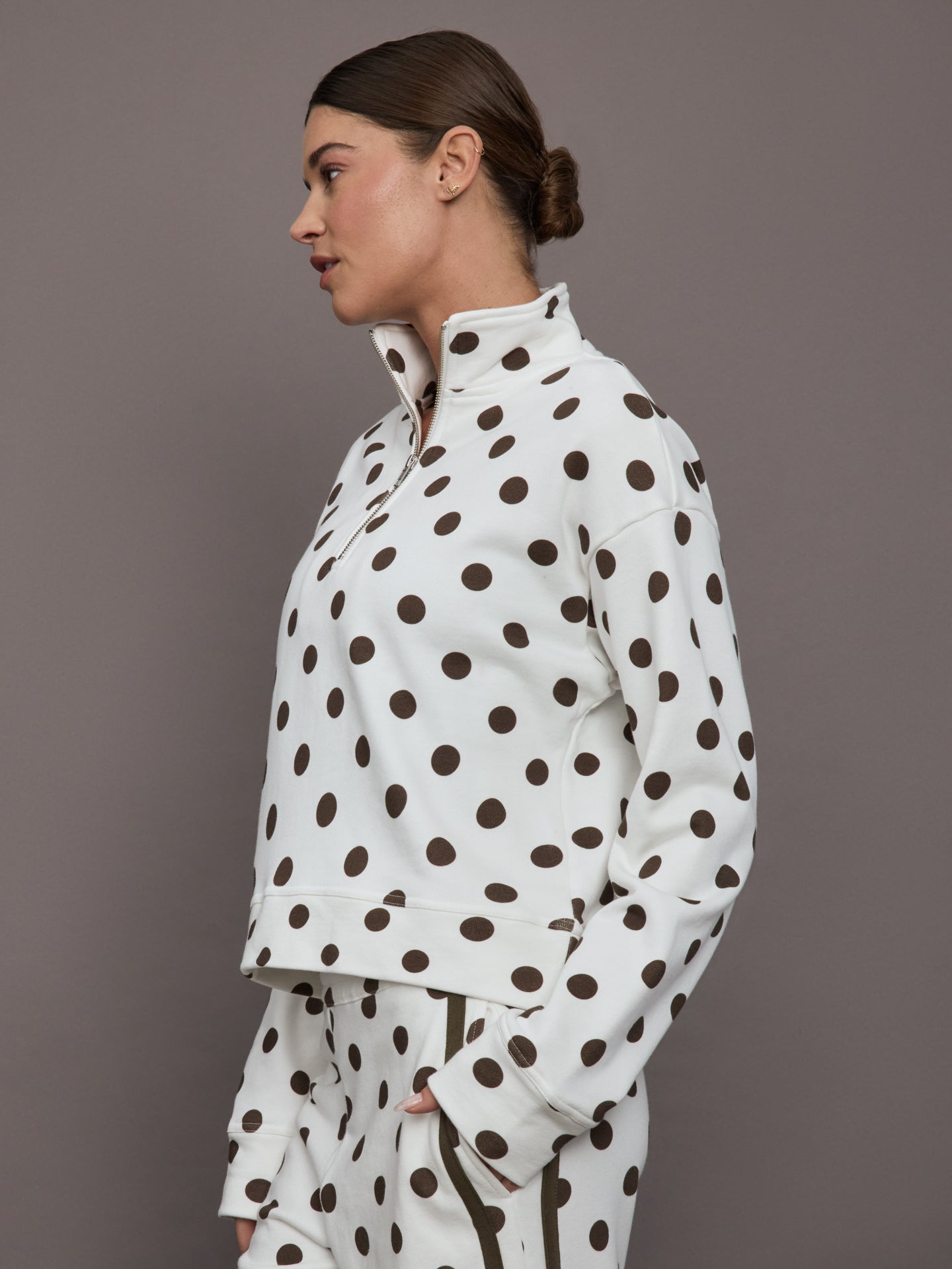Carbon38 Polka Dot Half Zip - White/Carafe Polka Dot