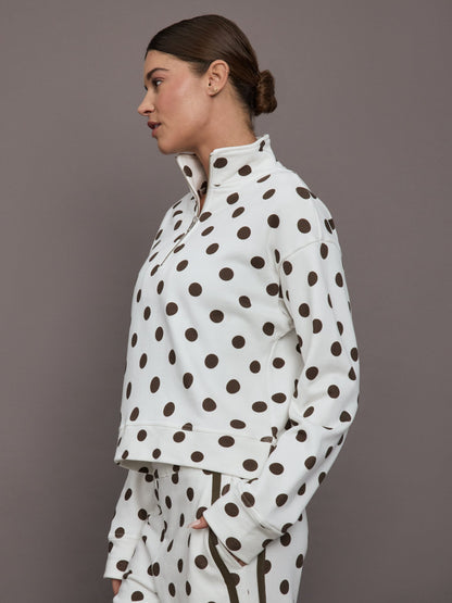 Carbon38 Polka Dot Half Zip - White/Carafe Polka Dot