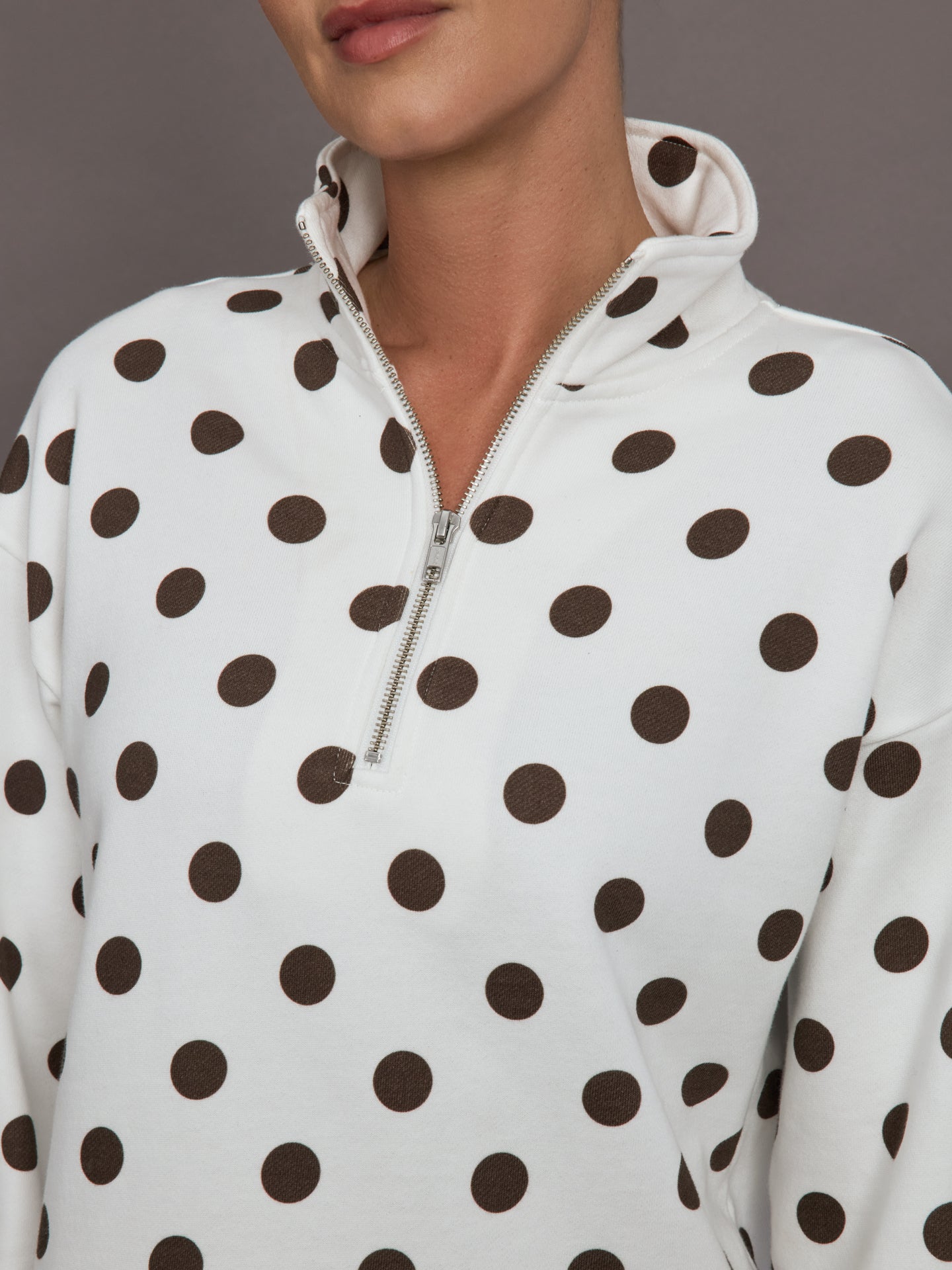Carbon38 Polka Dot Half Zip - White/Carafe Polka Dot