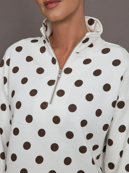 Carbon38 Polka Dot Half Zip - White/Carafe Polka Dot
