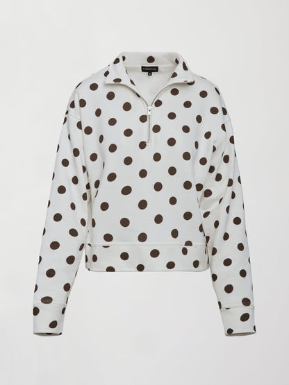 Carbon38 Polka Dot Half Zip - White/Carafe Polka Dot