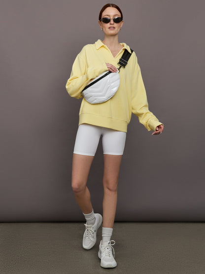 Carbon38 Johnny Collar Sweatshirt in French Terry - Banana