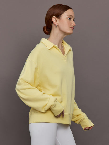 Carbon38 Johnny Collar Sweatshirt in French Terry - Banana
