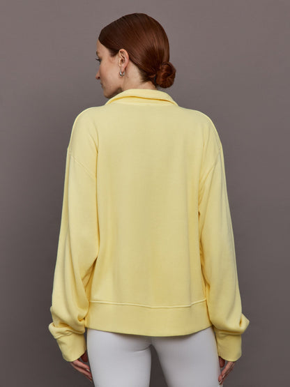 Carbon38 Johnny Collar Sweatshirt in French Terry - Banana