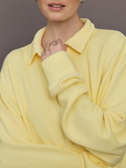 Carbon38 Johnny Collar Sweatshirt in French Terry - Banana