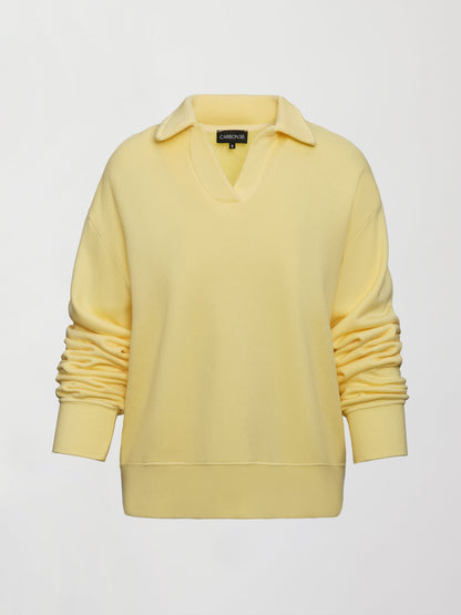 Carbon38 Johnny Collar Sweatshirt in French Terry - Banana