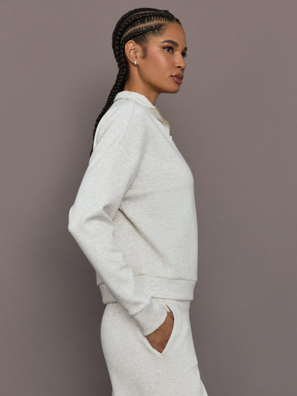 Carbon38 Half Zip Pullover in Interlock - Moonbeam