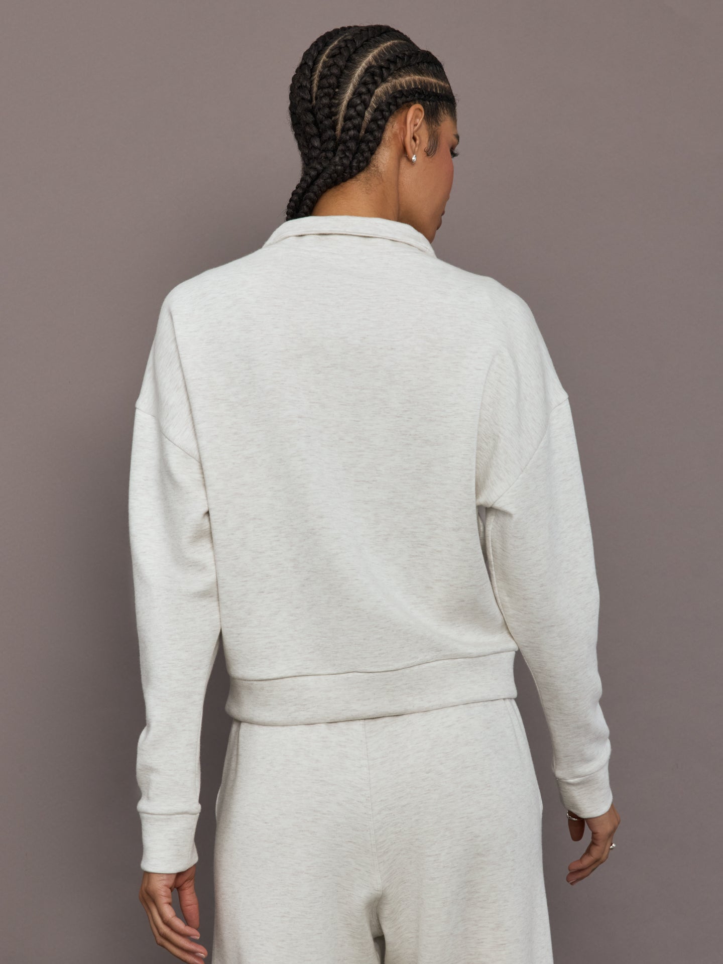 Carbon38 Half Zip Pullover in Interlock - Moonbeam