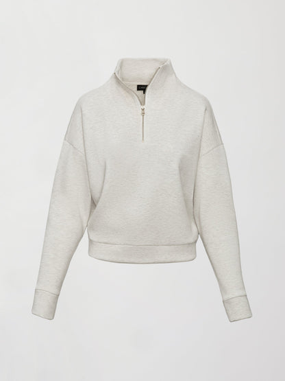 Carbon38 Half Zip Pullover in Interlock - Moonbeam