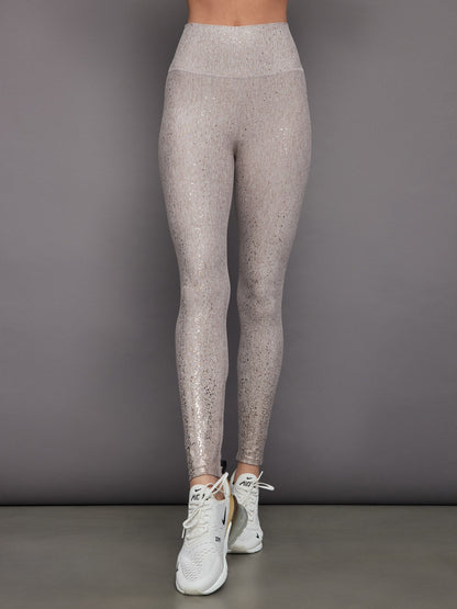 Carbon38 Foil Legging in Melt - Oatmeal Heather with Rose Gold Foil