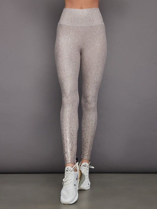 Carbon38 Foil Legging in Melt - Oatmeal Heather with Rose Gold Foil