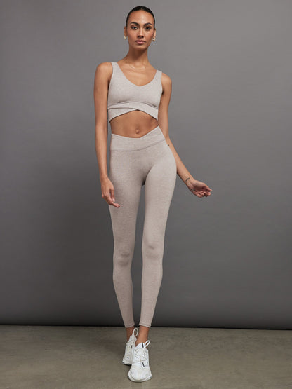 Carbon38 Wrap Bra in Heather Melt - Heather Oatmeal