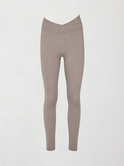 Carbon38 Wrap Legging in Heather Melt - Heather Oatmeal