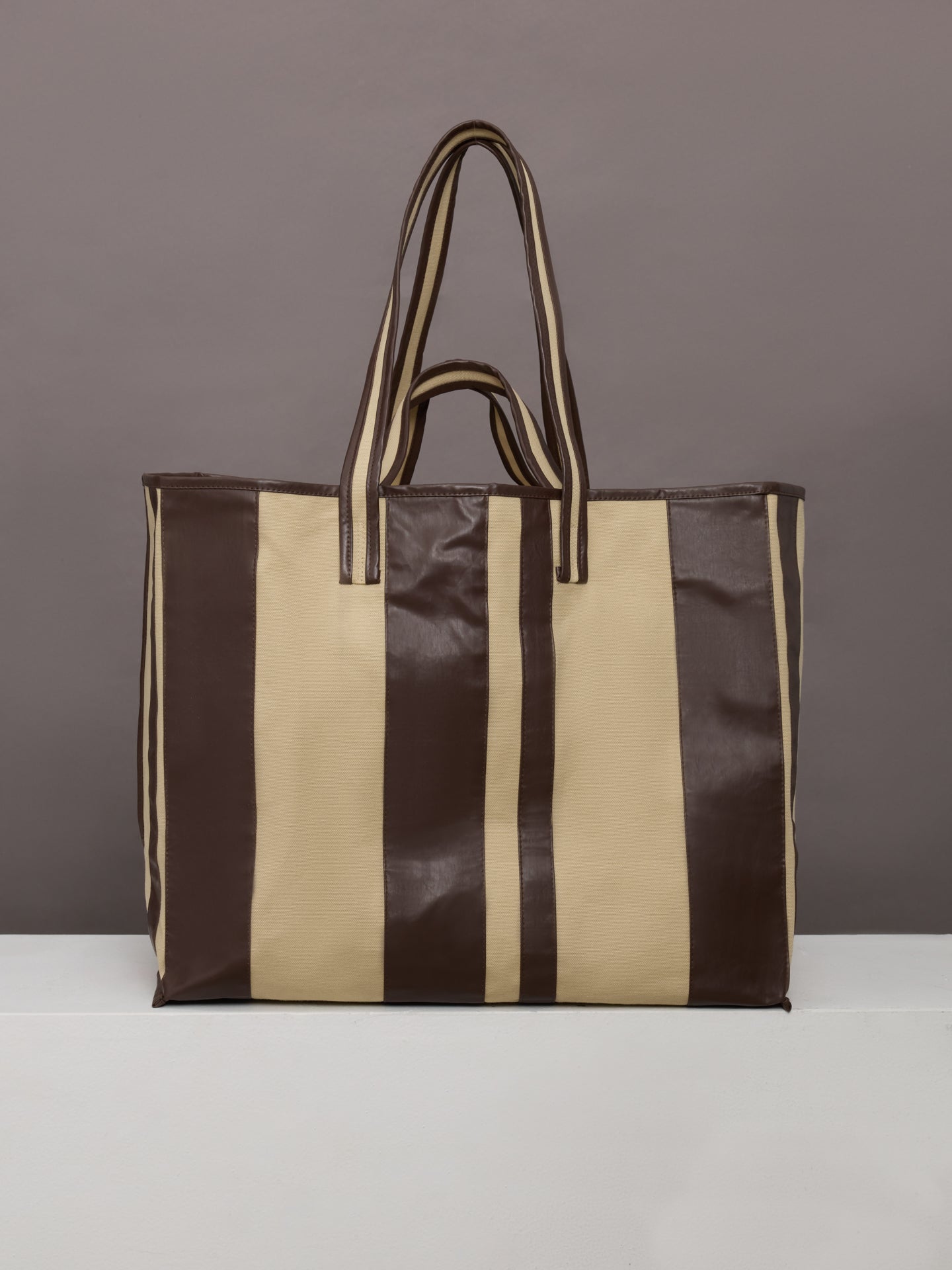 Carbon38 Tote Striped Canvas - Beige/Oil Multi