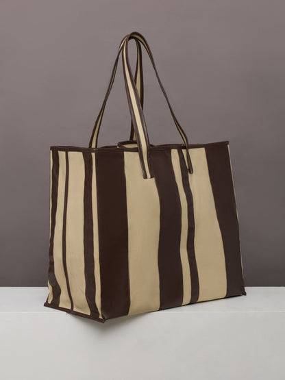 Carbon38 Tote Striped Canvas - Beige/Oil Multi