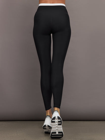 Carbon38 Contrast Waistband Legging in Melt - Black/White