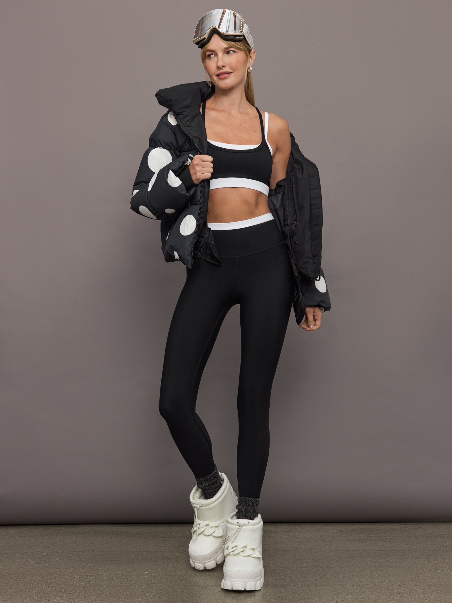 Carbon38 Contrast Waistband Legging in Melt - Black/White