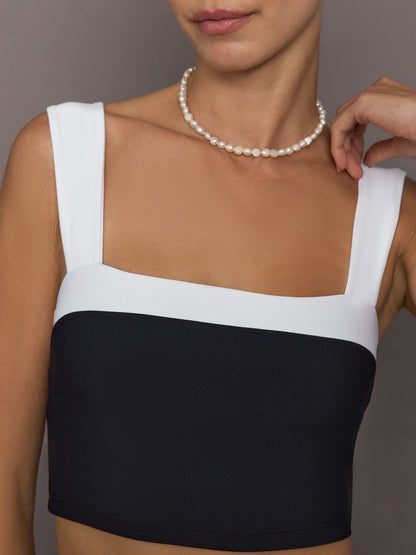 Carbon38 Square Neck Contrast Bra in Melt - Black/White