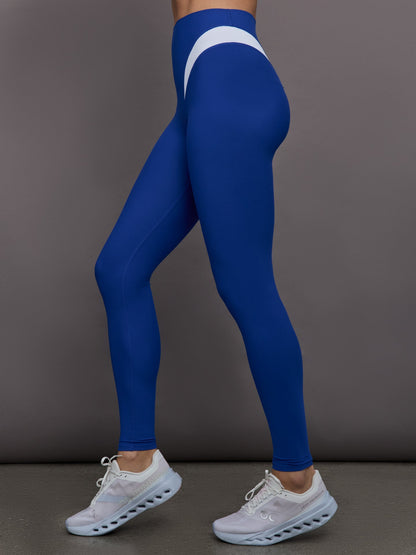 Carbon38 Spliced Colorblock Legging in Melt - Cobalt/White