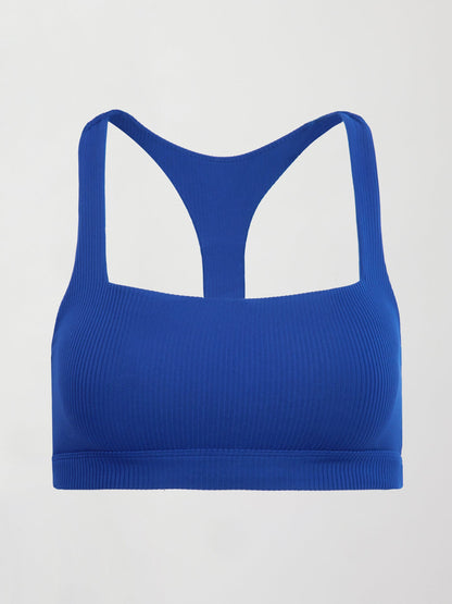 Carbon38 Racerback Bra in Ribbed Melt - Cobalt