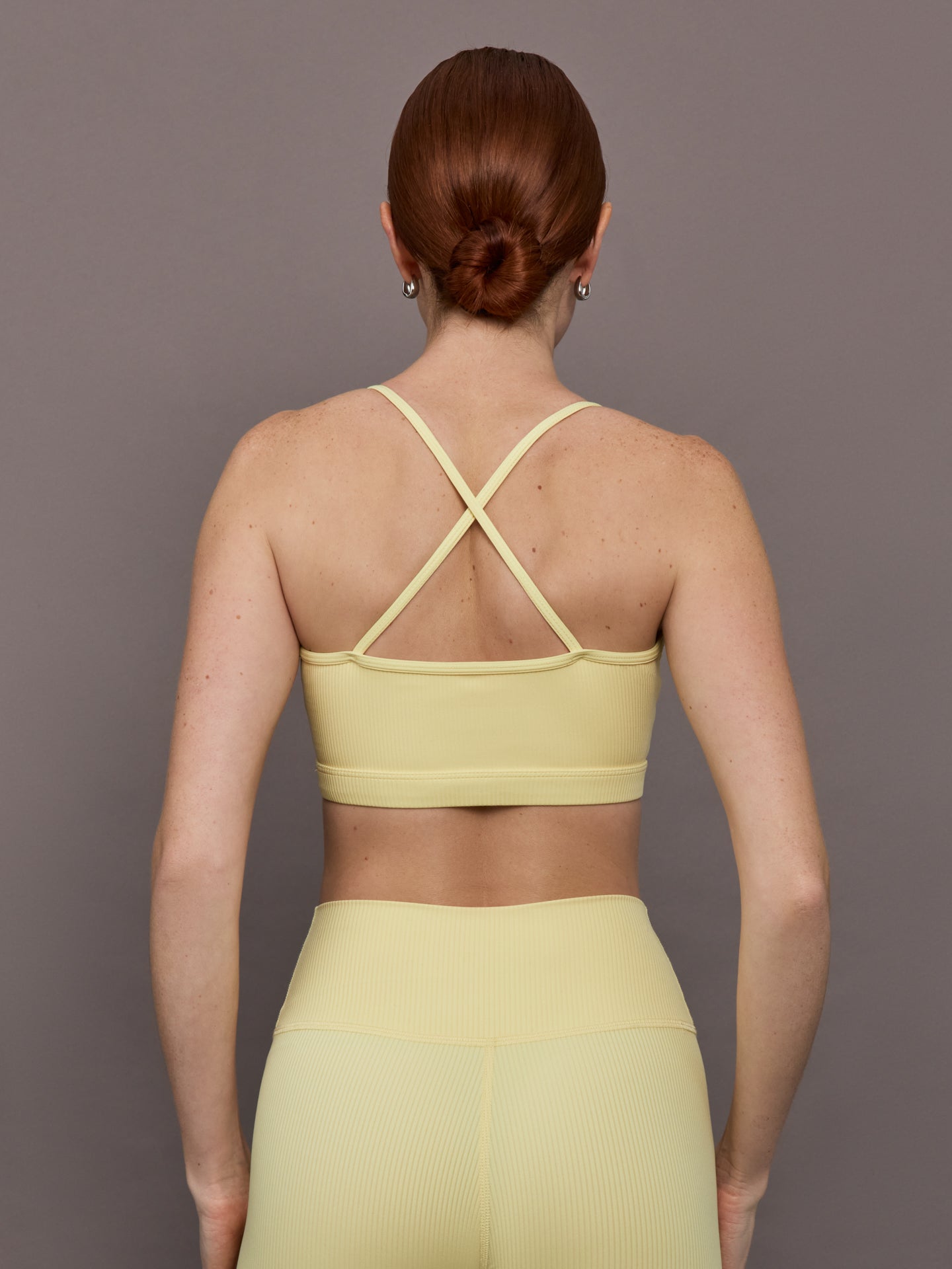 Carbon38 V-Neck Cross Back Bralette in Ribbed Melt - Banana