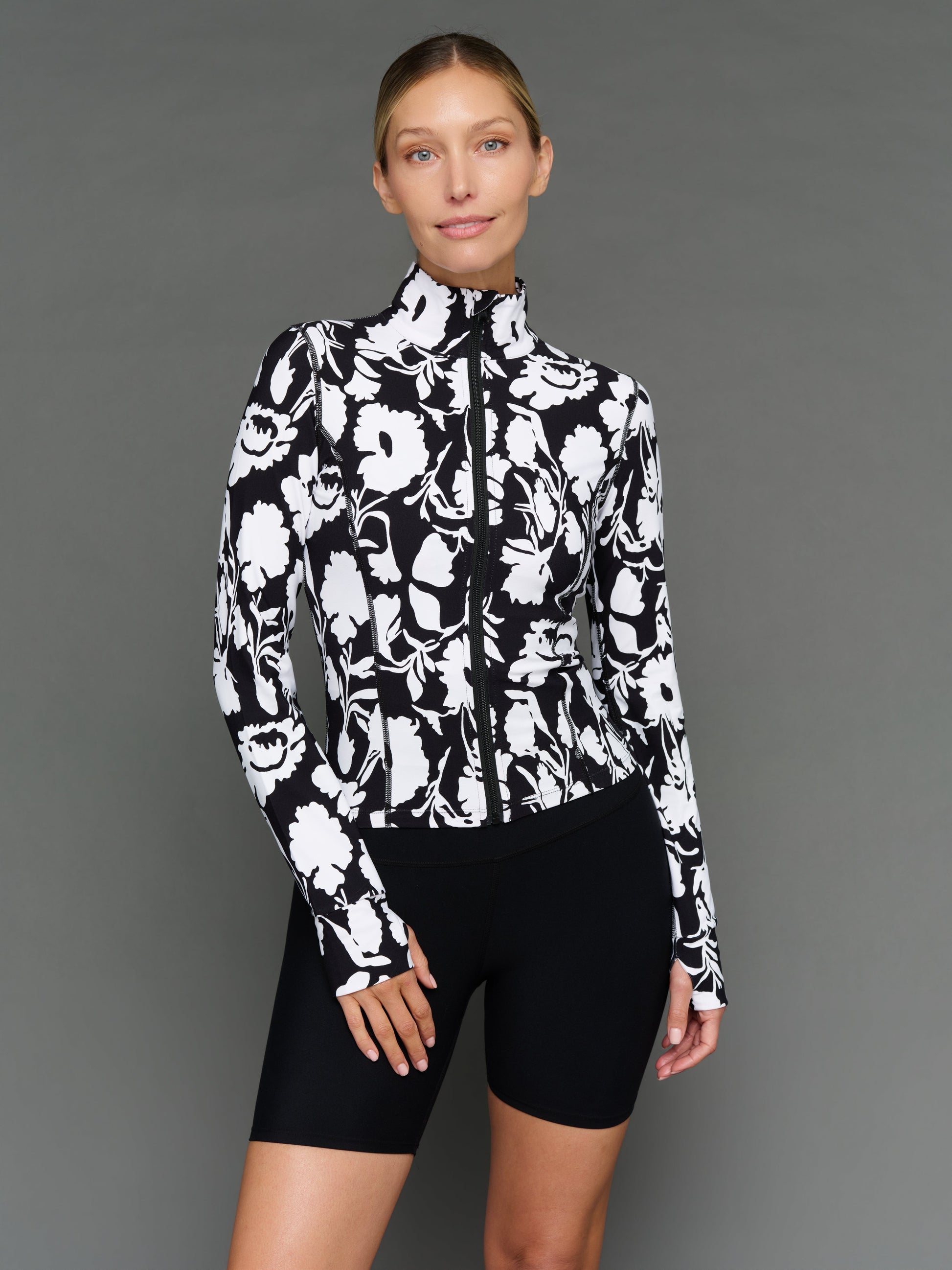 Carbon38 Floral Full Zip Active Jacket in Melt - Floral Print