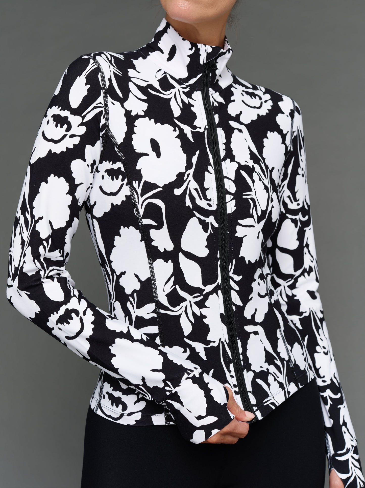 Carbon38 Floral Full Zip Active Jacket in Melt - Floral Print