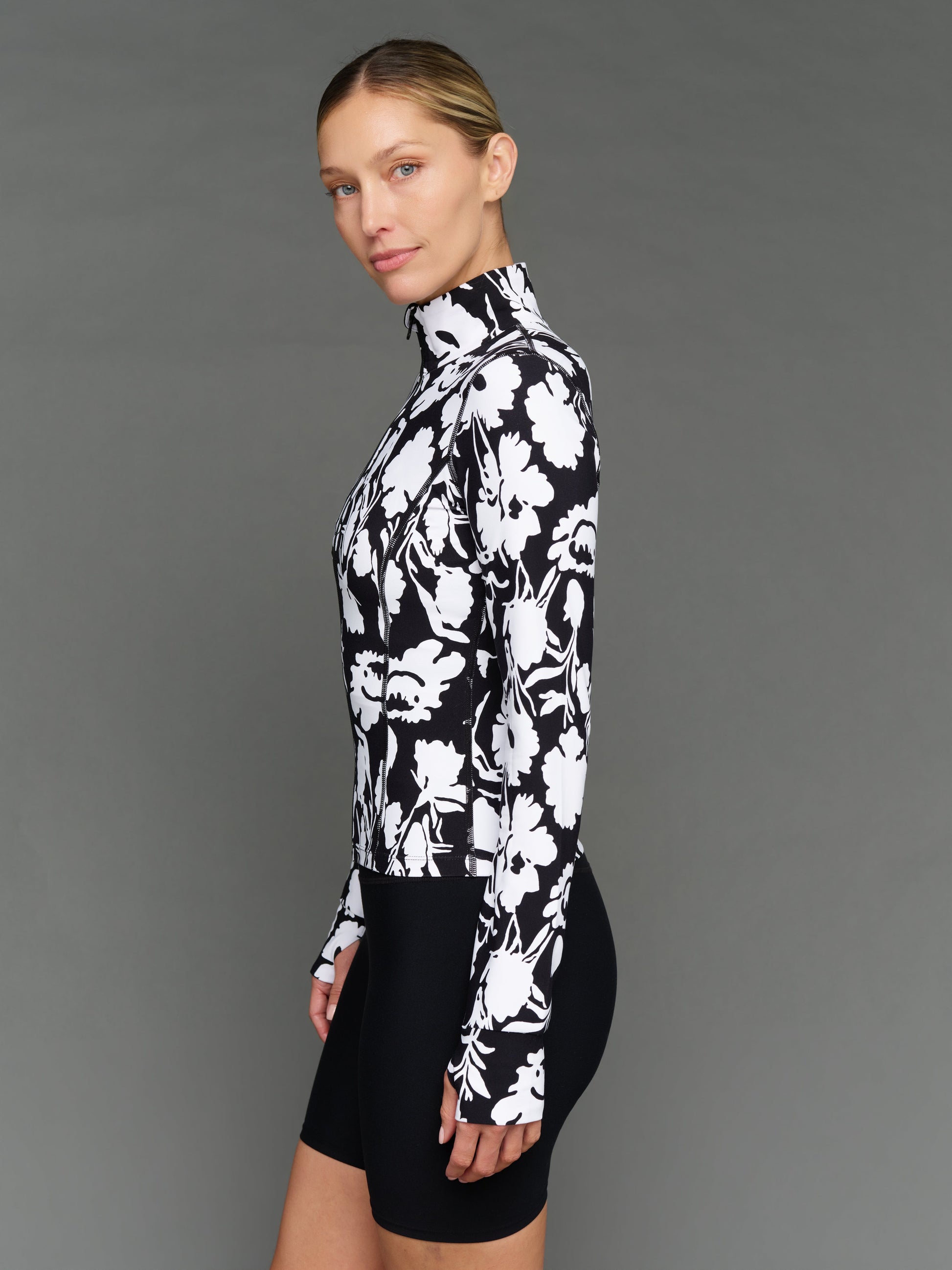 Carbon38 Floral Full Zip Active Jacket in Melt - Floral Print