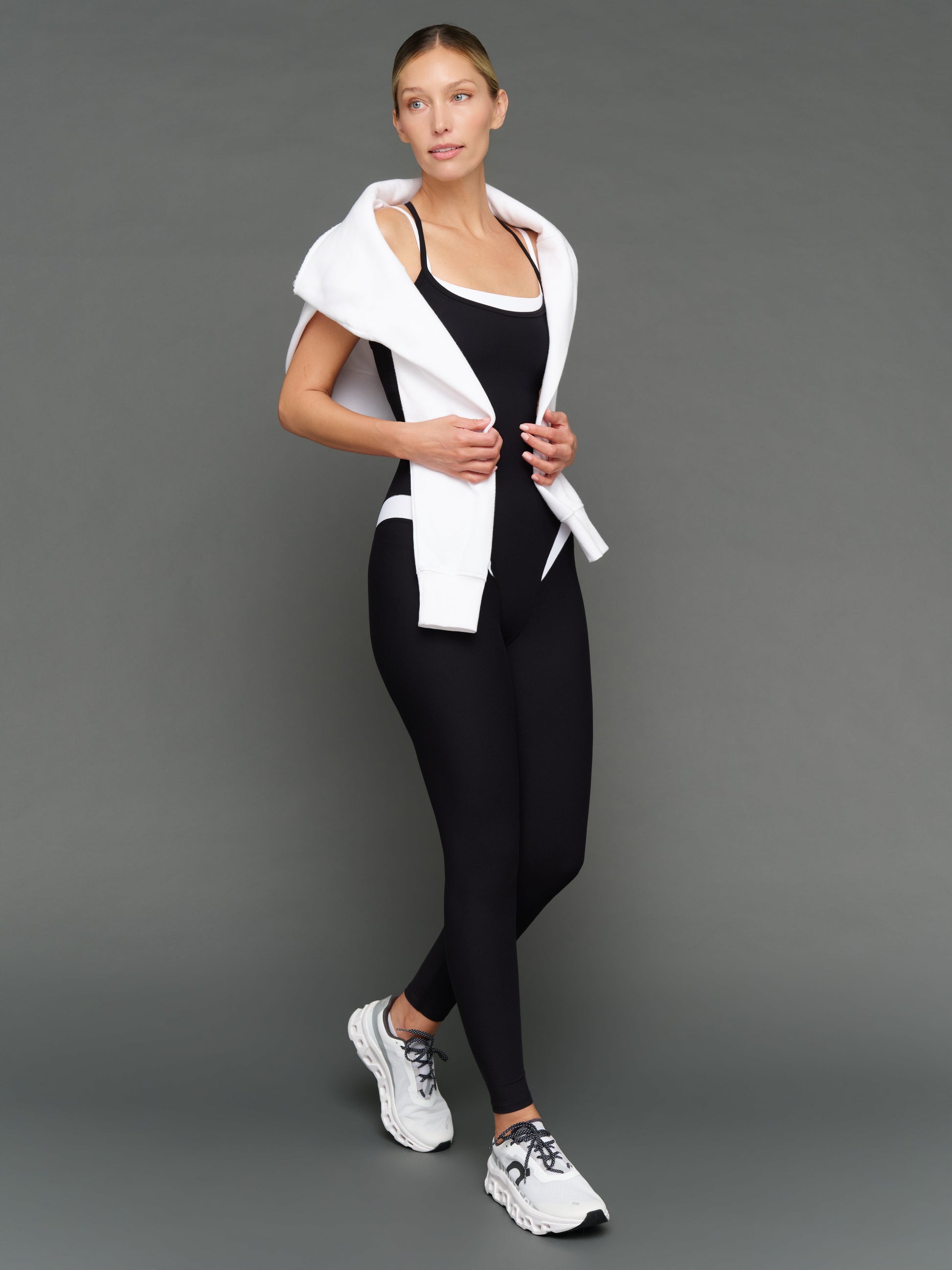 Carbon38 Spliced Jumpsuit in Melt - Black/White