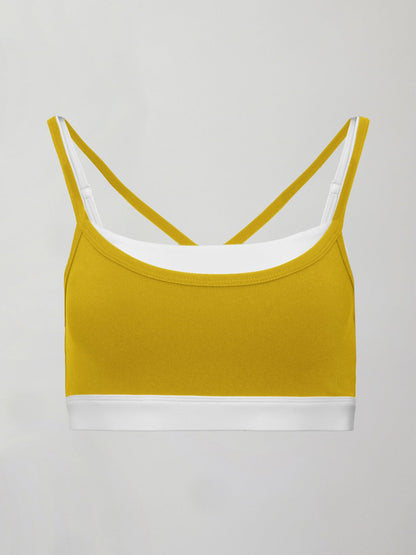 Carbon38 Double Layered Contrast Bra in Melt - Mango Mint/ White